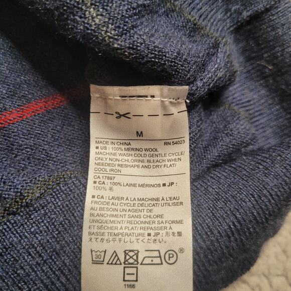 Banana Republic Sweater Men Medium Blue Stripes Merino Wool Crewneck Lightweight - Picture 4 of 6